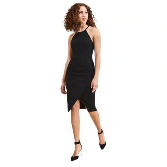Dynamite Black Halter Split Front Midi Dress - Picture 3 of 9